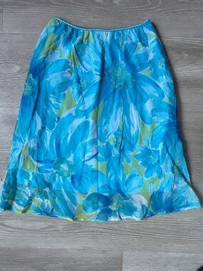 Vintage Y2K Fairy Teal Floral Midi Skirt